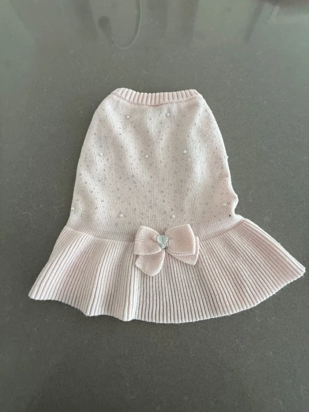 Dog Large Light Pink Dress Pearl & Rhinestone Top Paw Pet Sweater EUC
